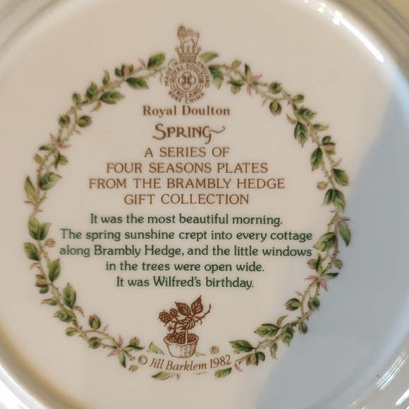 Royal Doultan Brambly Hedge SPRING Jill Barklen Collection Plate MINT Circa 1982 - Picture 4 of 6